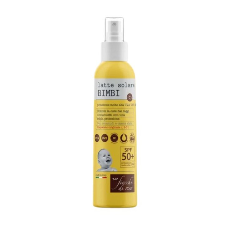 FIOCCHI DI RISO LATTE SOLARE SPRAY BIMBI SPF50+ PROTEZIONE MOLTO ALTA UVA UVB IR PELLE SENSIBILE 140 ML