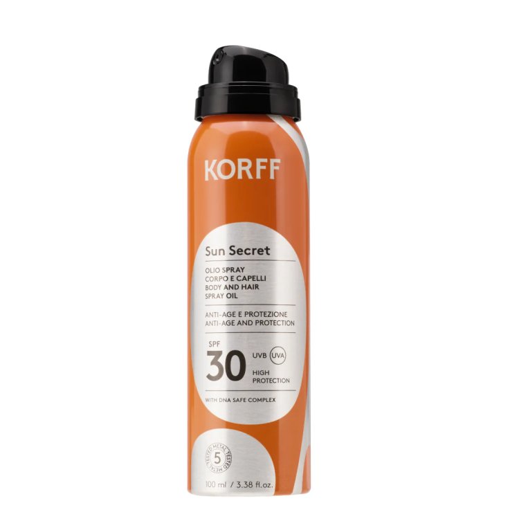 KORFF SUN SECRET OLIO SPRAY SOLARE CORPO E CAPELLI SPF30 ANTIAGE IDRATANTE PROTEZIONE SOLARE 100 ML &ndash; EDIZIONE LIMITATA