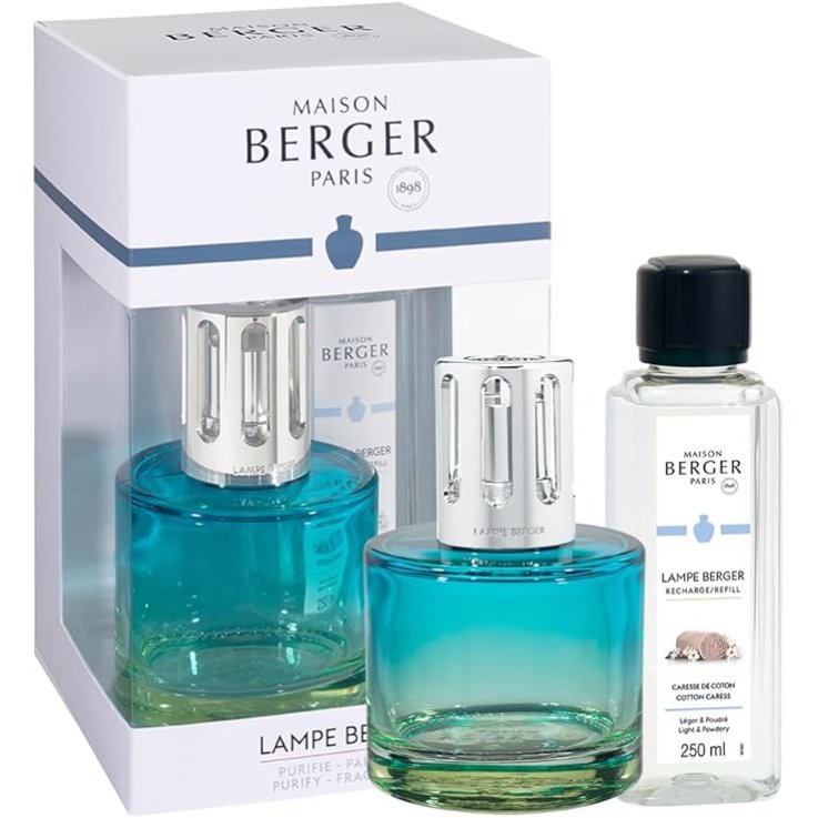 LAMPE BERGER - COFANETTO PURE BLUE CON 250ML CARESSE DE COTON