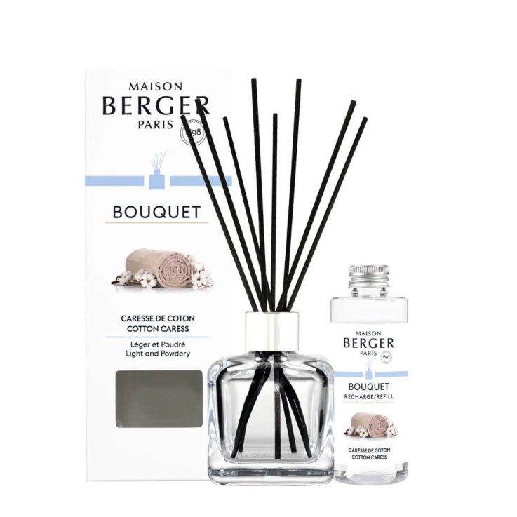 MAISON BERGER BOUQUET CUBE CON BASTONCINI - CARESSE DE COTON 100 ML
