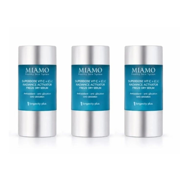 MIAMO LONGEVITY PLUS SUPERDOSE VIT C SIERO VISO ANTIOSSIDANTE ANTI INQUINAMENTO 3 X 5 ML