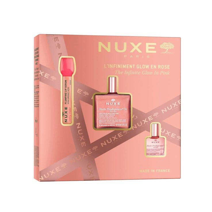 NUXE COFANETTO HUILE PRODIGIEUSE OR FLORALE GLOW OLIO 50 ML + SIERO LABBRA 8 ML + MINI OLIO 10 ML