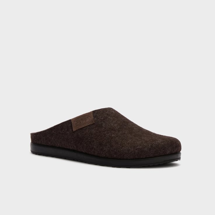 Scholl Elio 24 Wool Uomo Dark Brown Pantofole Uomo Memory Cushion&reg; 41
