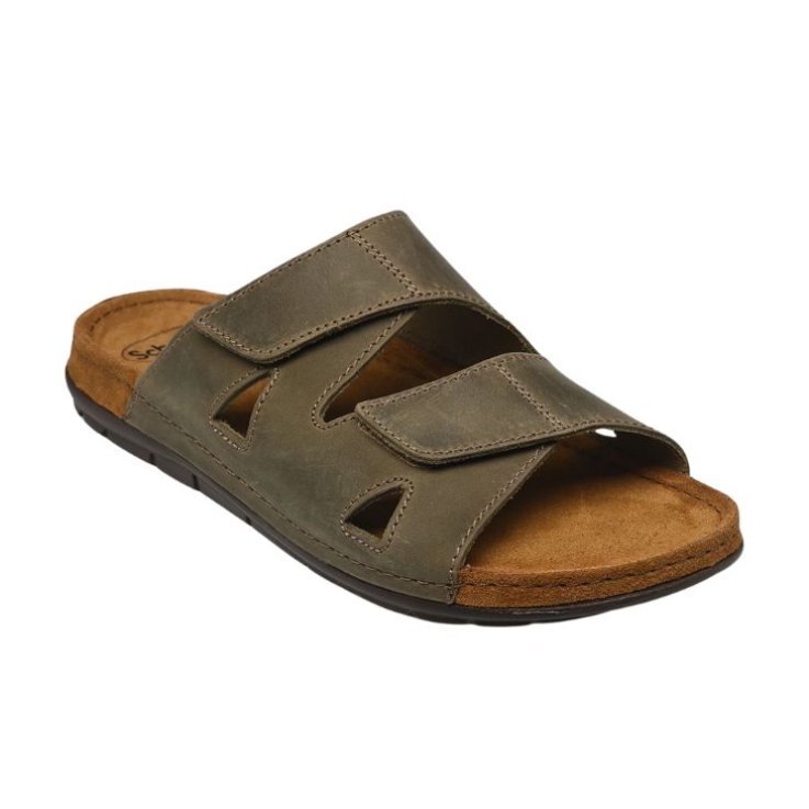 SCHOLL PANTOFOLE ABERDEEN 2 STRAPS MAN COMFORT UOMO VERDE KHAKI N.42