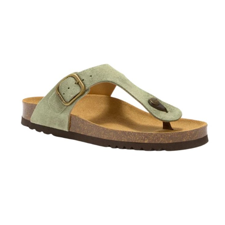 SCHOLL SANDALI ANAIS LEASURE SALVIA PELLE SCAMOSCIATA N.35