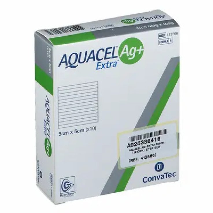 Aquacel Ag+ Extra 5 x 5 cm 10 Medicazioni | Hydrofiber con Argento