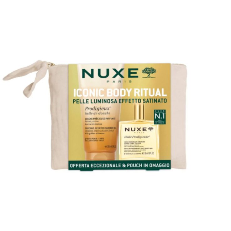 NUXE Cofanetto Huile Prodigieuse Olio Secco Multiuso Viso Corpo Capelli 50 ml + Prodigieux Huile de Douche Gel Doccia 200 ml