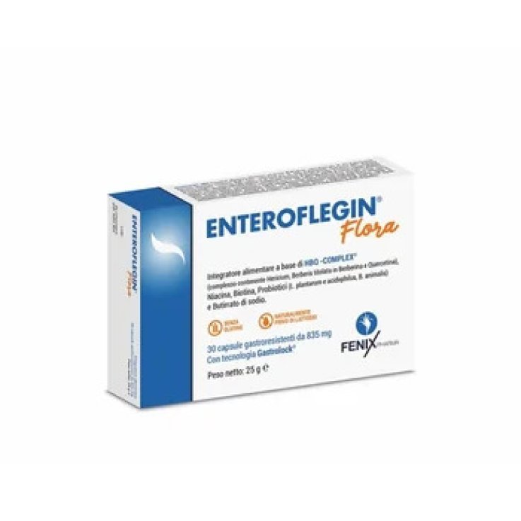 Enteroflegin Flora Integratore con Probiotici, Butirrato di Sodio e HBQ-Complex 30 Capsule