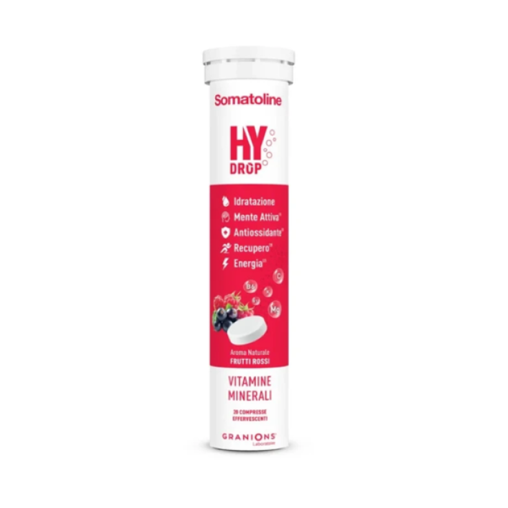 Somatoline HyDrop Frutti Rossi 20 Compresse Effervescenti | Integratore di Vitamine e Minerali per Idratazione ed Energia