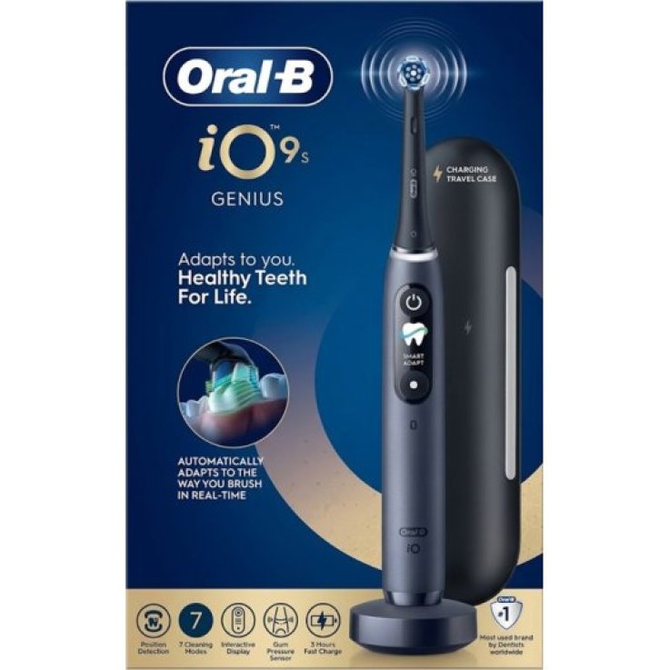Oral-B iO Serie 9S Black Spazzolino Elettrico con 2 Testine di Ricambio | Tecnologia Magnetica con Intelligenza Artificiale