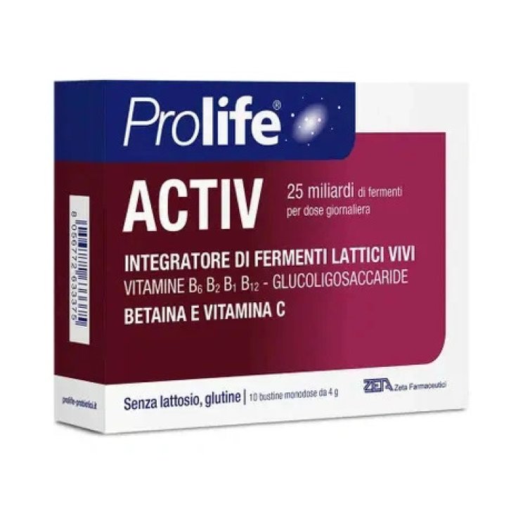 Prolife ACTIV+ Integratore Probiotico con Bifidobatteri, Prebiotici e Vitamine del Gruppo B 10 Bustine