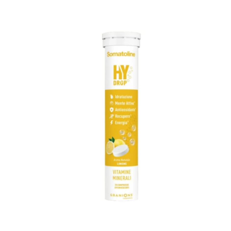 Somatoline HyDrop Limone 20 Compresse Effervescenti | Integratore di Vitamine e Minerali per Idratazione ed Energia