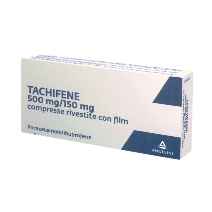 Tachifene 500 mg + 150 mg Paracetamolo e Ibuprofene Antidolorifico e Antipiretico 16 Compresse