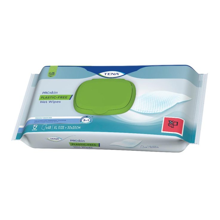 TENA WET WIPES PLASTIC FREE SALVIETTE UMIDIFICATE ADULTI PELLI FRAGILI 48 PEZZI