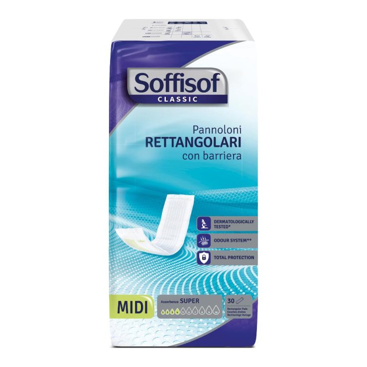 Soffisof Classic Pannolone Rettangolare con Barriera 30 Pezzi | Ausilio Assorbente per Incontinenza Lieve e Moderata